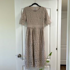 Lace tan midi dress